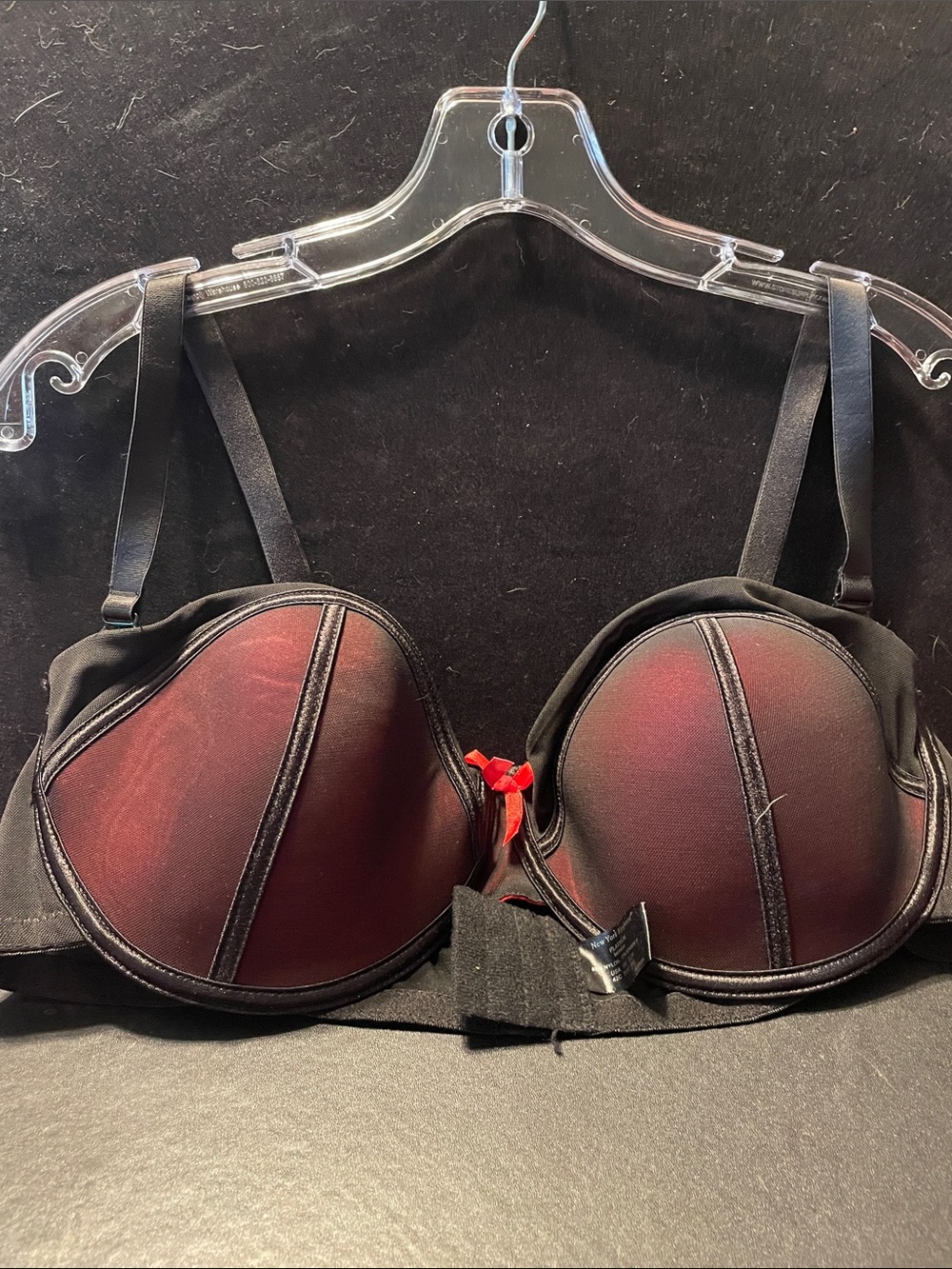 Red and Black Push-Up Bra with Contrast Trim